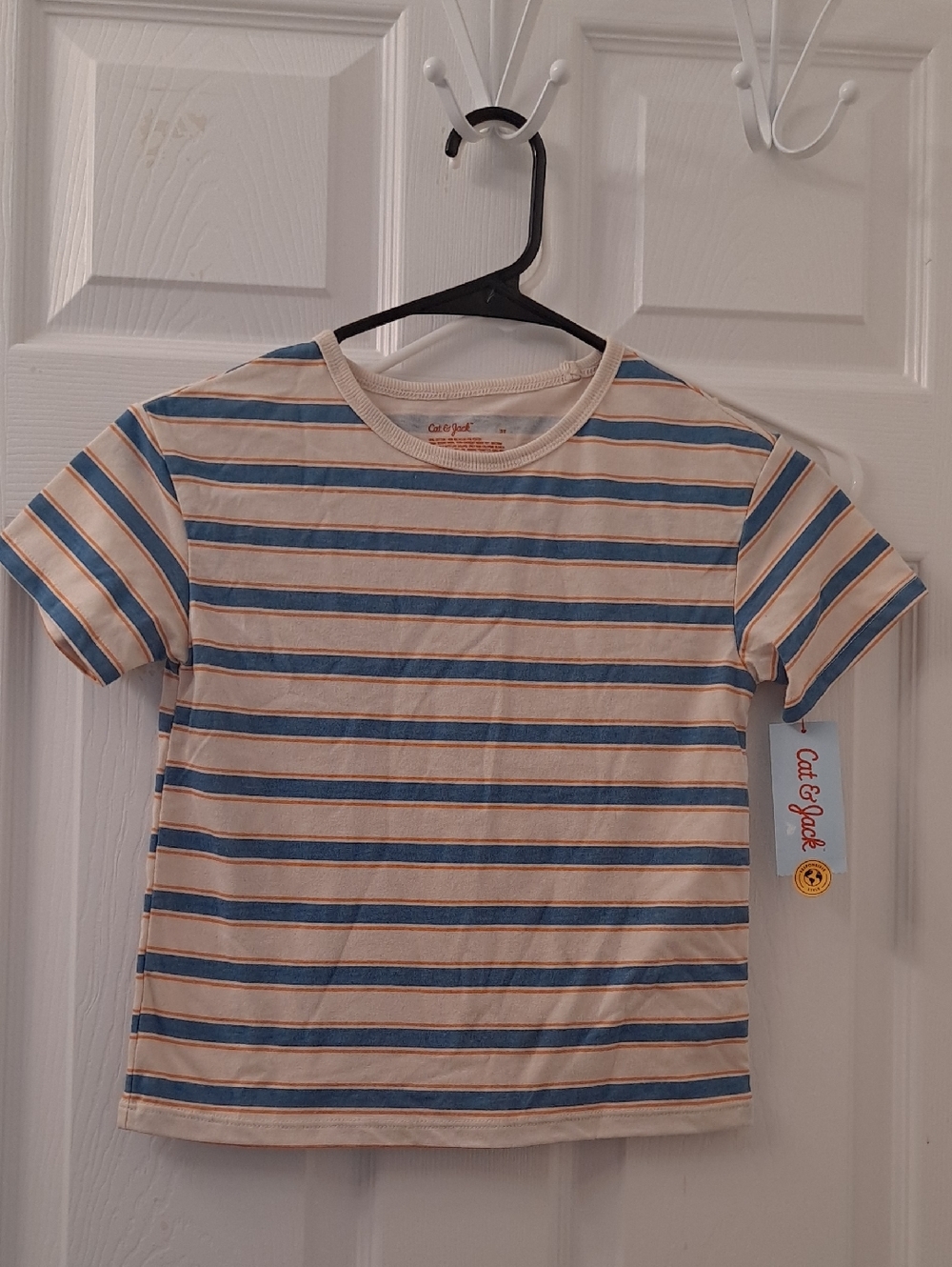 Cat & Jack Blue and Cream Striped Short Sleeve Tee